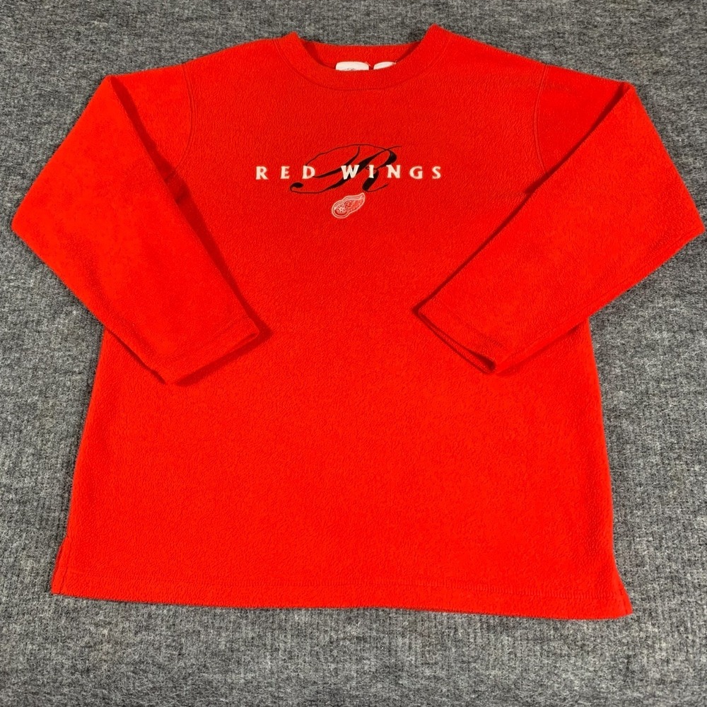 VTG Detroit Red Wings Sweatshirt Mens Large Red Fleece Embroidered 90s Hockey